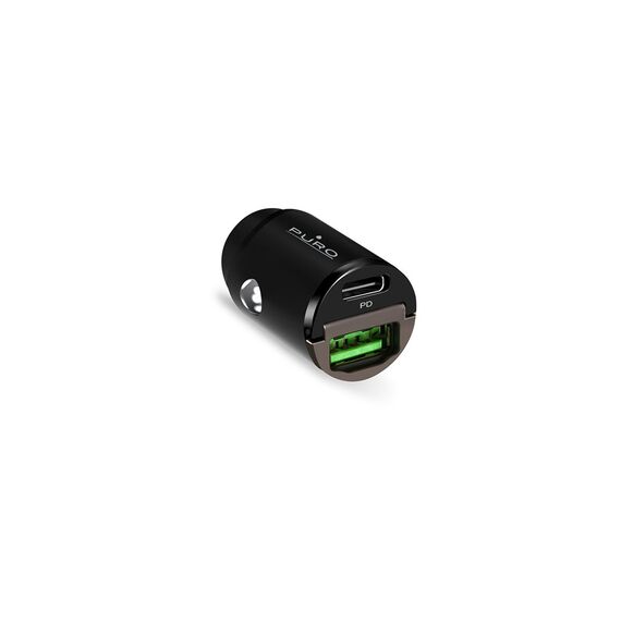 Puro Mini 30W Power Delivery USB-C USB-A Car Charger - Black - Car Chargers - Smartphone Chargers - Techbox
