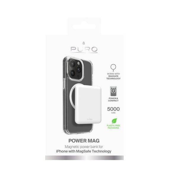 Puro Power Mag 5000mAh Powerbank with MagSafe USB-C - White - Powerbanks - Smartphone Chargers - Techbox