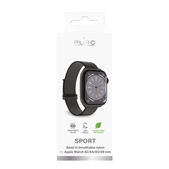 Puro Sport Nylon Strap for Apple Watch 42 / 44 / 45 / 49 mm - Black - Accessories - Smartwatches & Accessories - Techbox