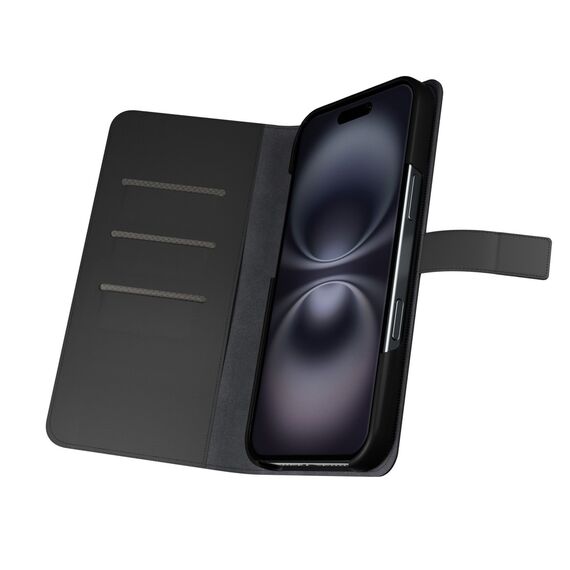 Puro Wallet Detachable MagSafe 2in1 PU Leather Case with Flap and Wallet for iPhone 16 - Black - Apple Cases - Cases - Techbox