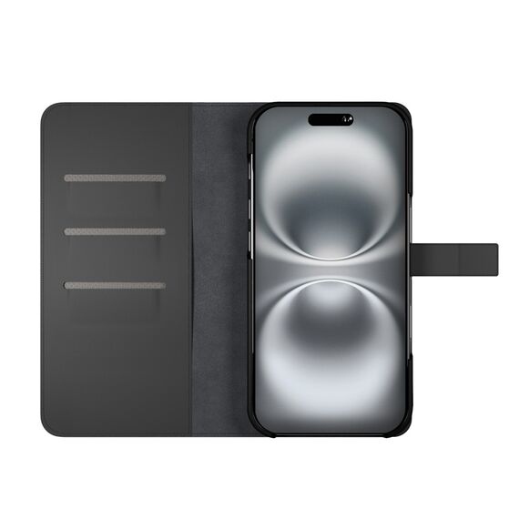 Puro Wallet Detachable MagSafe 2in1 PU Leather Case with Flap and Wallet for iPhone 16 Pro - Black | Techbox