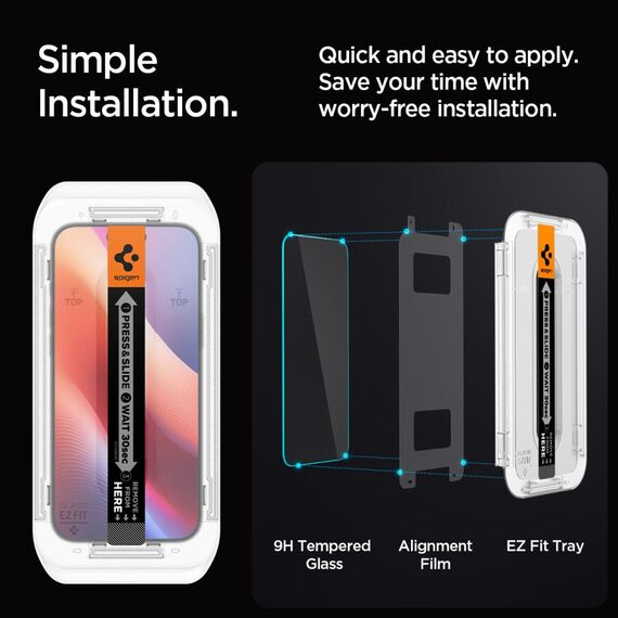 Spigen Glas.tR EZ Fit Privacy Tempered Glass for iPhone 16 Pro - 2 pcs. - Apple iPhone - Screen & Camera Protection - Techbox
