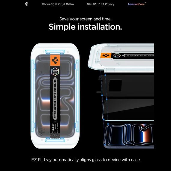 Spigen Glas.tR EZ Fit Privacy Tempered Glass for iPhone 16 Pro - 2 pcs. - Apple iPhone - Screen & Camera Protection - Techbox