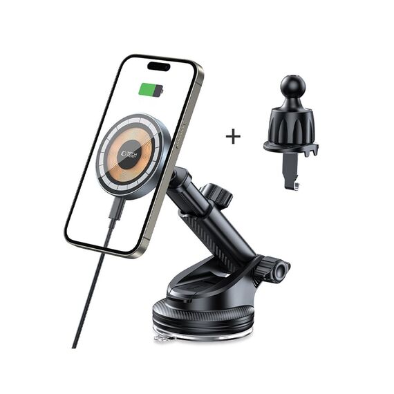 Tech-Protect MM15W MagSafe Car Holder with 15W Inductive Charger for Air Vent and Dashboard - Black
