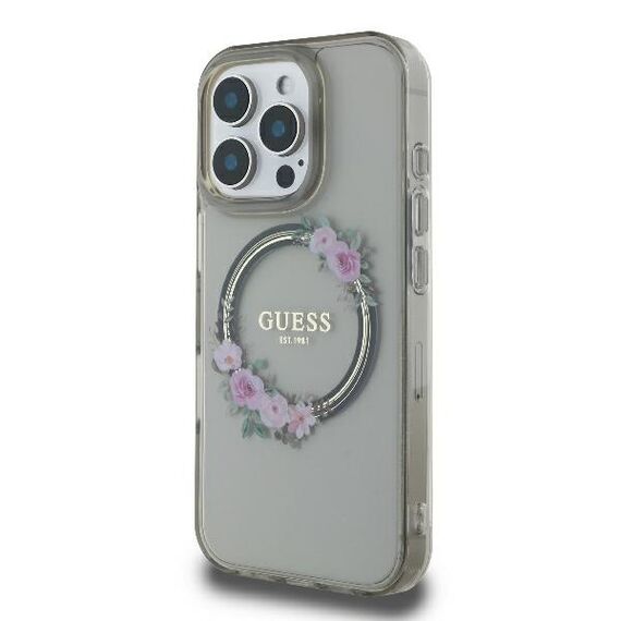 Guess IML Flowers Wreath MagSafe iPhone 16 Pro Case - Black - Apple Cases - Cases - Techbox