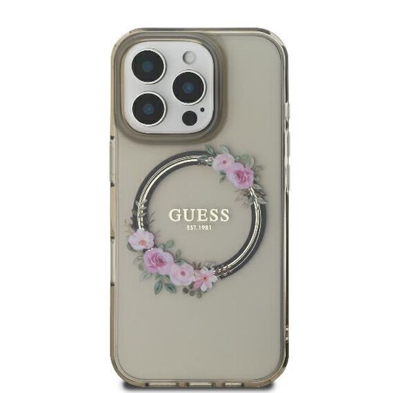 Guess IML Flowers Wreath MagSafe iPhone 16 Pro Case - Black - Apple Cases - Cases - Techbox