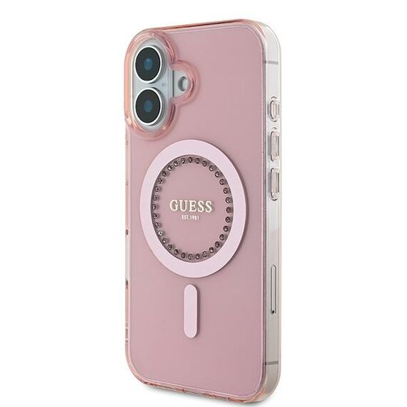Guess IML Rhinestones MagSafe iPhone 16 Case - Pink - Apple Cases - Cases - Techbox