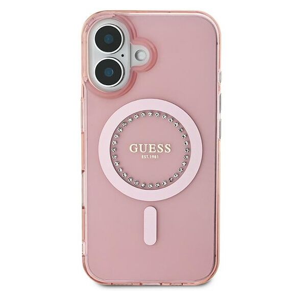 Guess IML Rhinestones MagSafe iPhone 16 Case - Pink - Apple Cases - Cases - Techbox