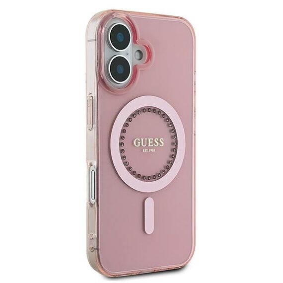 Guess IML Rhinestones MagSafe iPhone 16 Case - Pink - Apple Cases - Cases - Techbox