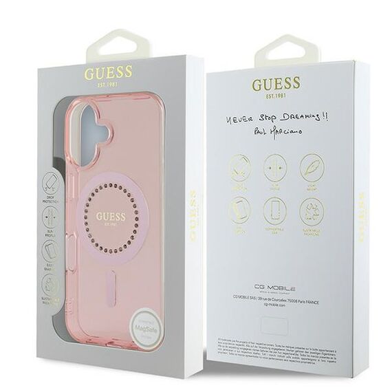 Guess IML Rhinestones MagSafe iPhone 16 Case - Pink - Apple Cases - Cases - Techbox