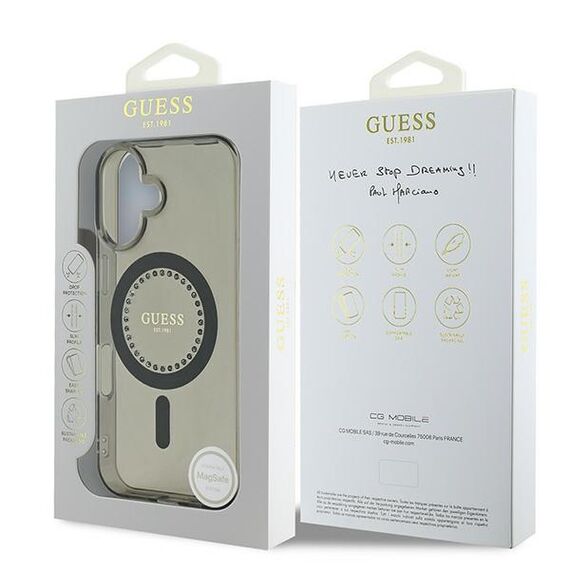 Guess IML Rhinestones MagSafe iPhone 16 Plus Case - Black | Techbox