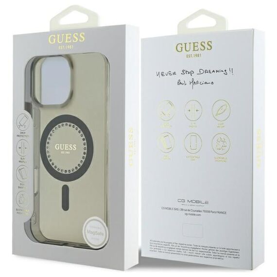 Guess IML Rhinestones MagSafe iPhone 16 Pro Case - Black | Techbox