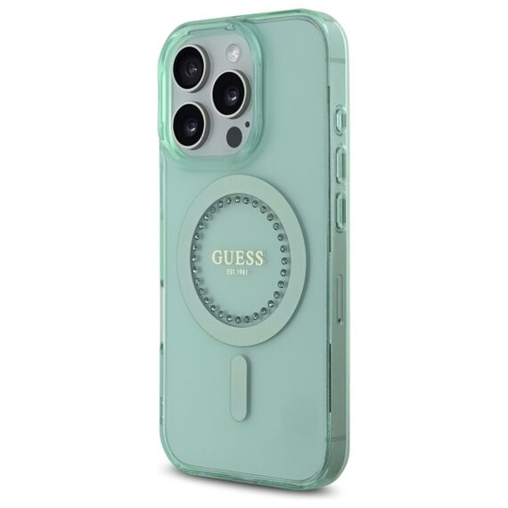 Guess IML Rhinestones MagSafe iPhone 16 Pro Case - Green | Techbox