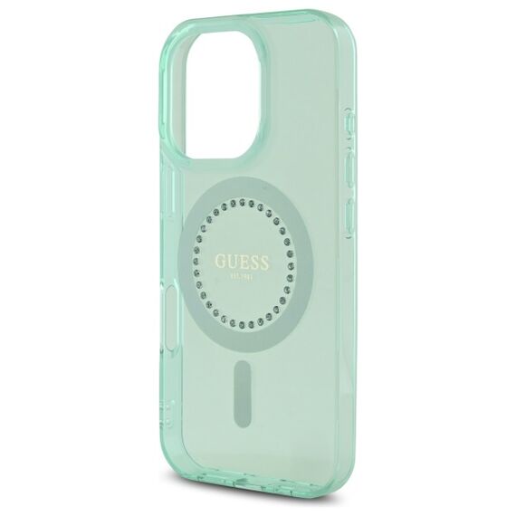 Guess IML Rhinestones MagSafe iPhone 16 Pro Case - Green | Techbox