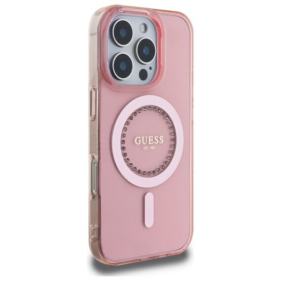 Guess IML Rhinestones MagSafe iPhone 16 Pro Max Case - Pink | Techbox