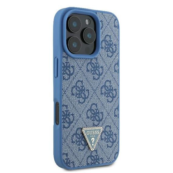 Guess Leather Metal Logo Strass Crossbody Case for iPhone 16 Pro - Blue - Apple Cases - Cases - Techbox