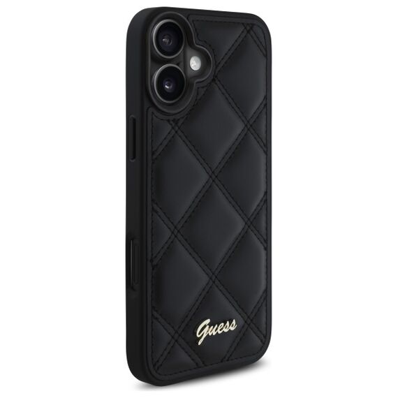 Guess Quilted Metal Logo iPhone 16 Plus Case - Black | Techbox