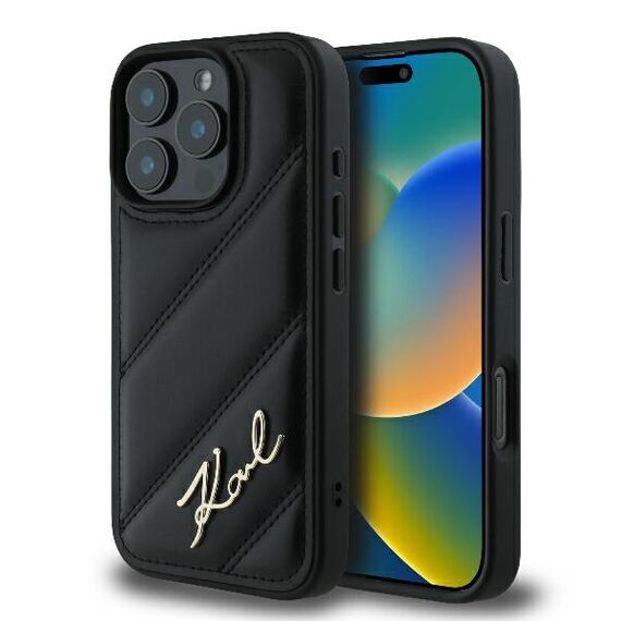 Karl Lagerfeld Quilted Signature iPhone 16 Pro Case - Black - Apple Cases - Cases - Techbox