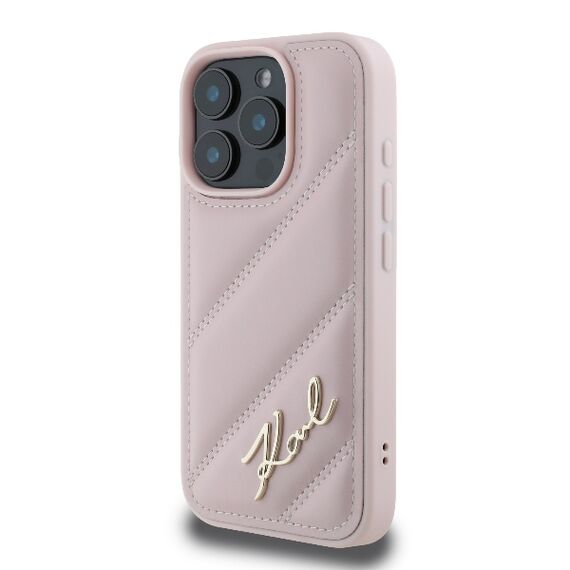 Karl Lagerfeld Quilted Signature iPhone 16 Pro Case - Pink - Apple Cases - Cases - Techbox