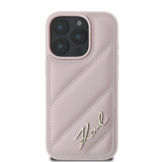Karl Lagerfeld Quilted Signature iPhone 16 Pro Case - Pink - Apple Cases - Cases - Techbox