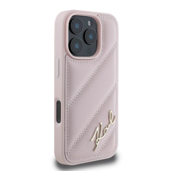 Karl Lagerfeld Quilted Signature iPhone 16 Pro Case - Pink - Apple Cases - Cases - Techbox