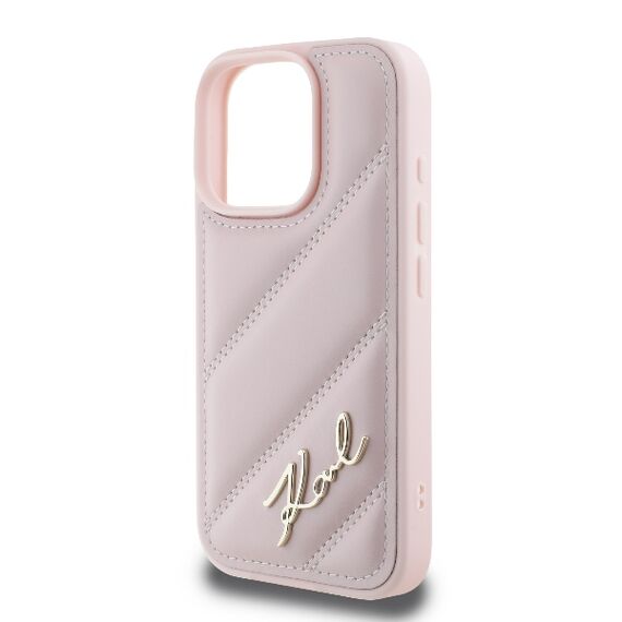 Karl Lagerfeld Quilted Signature iPhone 16 Pro Case - Pink - Apple Cases - Cases - Techbox