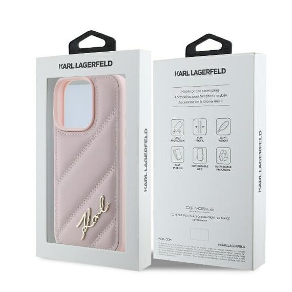 Karl Lagerfeld Quilted Signature iPhone 16 Pro Case - Pink - Apple Cases - Cases - Techbox