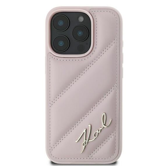 Karl Lagerfeld Quilted Signature iPhone 16 Pro Max Case - Pink | Techbox