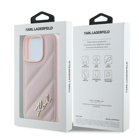 Karl Lagerfeld Quilted Signature iPhone 16 Pro Max Case - Pink | Techbox