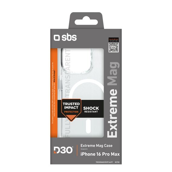 SBS Extreme Mag D3O MagSafe Case for iPhone 16 Pro Max - Transparent - Apple Cases - Cases - Techbox