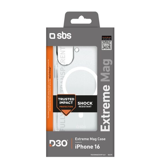 SBS Extreme Mag D3O MagSafe iPhone 16 Case - Transparent | Techbox