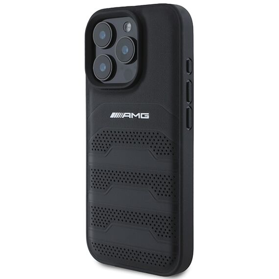 AMG Leather Debossed Lines Black Logo iPhone 16 Pro Max Case - Black | Techbox