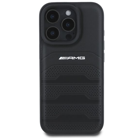 AMG Leather Debossed Lines Black Logo iPhone 16 Pro Max Case - Black | Techbox