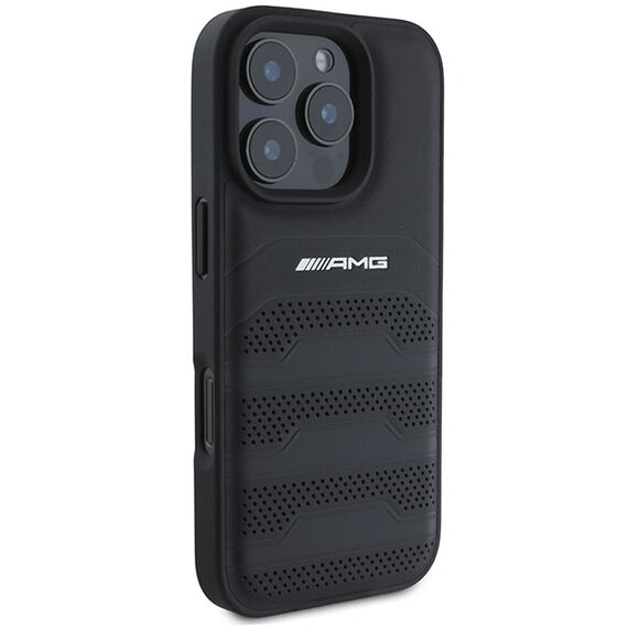 AMG Leather Debossed Lines Black Logo iPhone 16 Pro Max Case - Black | Techbox