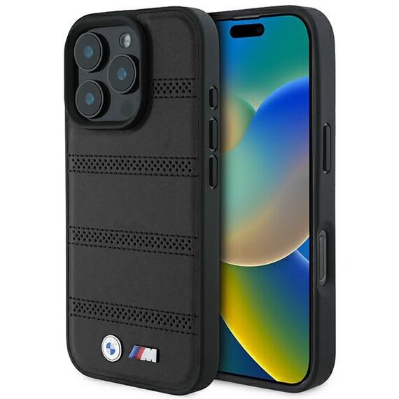 BMW M Perforated And Stitched Line MagSafe case for iPhone 16 Pro - black | Techbox