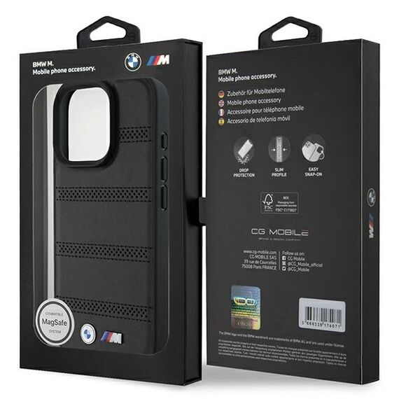 BMW M Perforated And Stitched Line MagSafe case for iPhone 16 Pro - black | Techbox