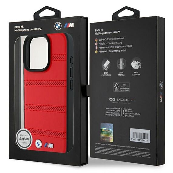 BMW M Perforated And Stitched Line MagSafe case for iPhone 16 Pro - red - Apple Cases - Cases - Techbox