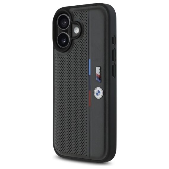 BMW M Perforated Tricolor Detail Line iPhone 16 Case - Dark Gray - Apple Cases - Cases - Techbox