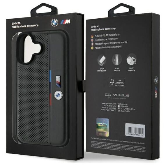 BMW M Perforated Tricolor Detail Line iPhone 16 Case - Dark Gray - Apple Cases - Cases - Techbox