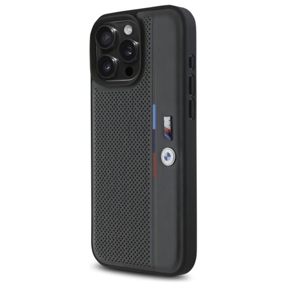 BMW M Perforated Tricolor Detail Line iPhone 16 Pro Max Case - Dark Gray - Apple Cases - Cases - Techbox
