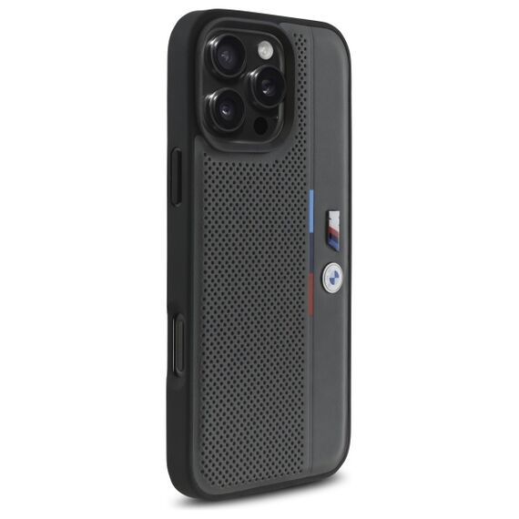 BMW M Perforated Tricolor Detail Line iPhone 16 Pro Max Case - Dark Gray - Apple Cases - Cases - Techbox