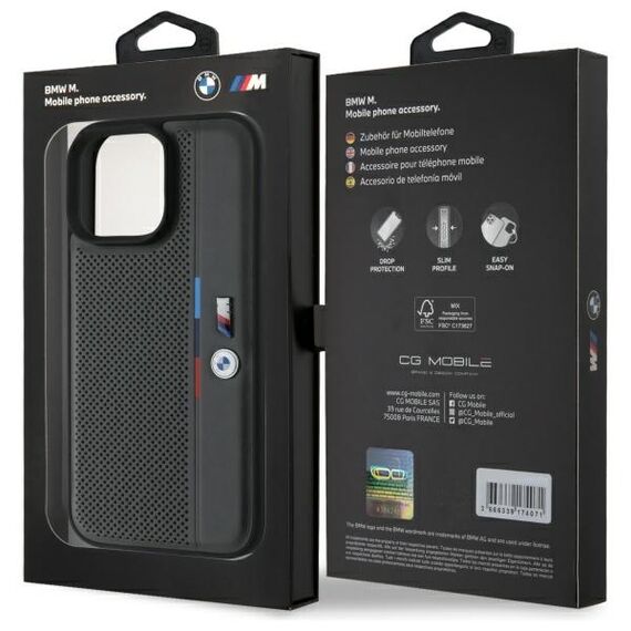 BMW M Perforated Tricolor Detail Line iPhone 16 Pro Max Case - Dark Gray - Apple Cases - Cases - Techbox