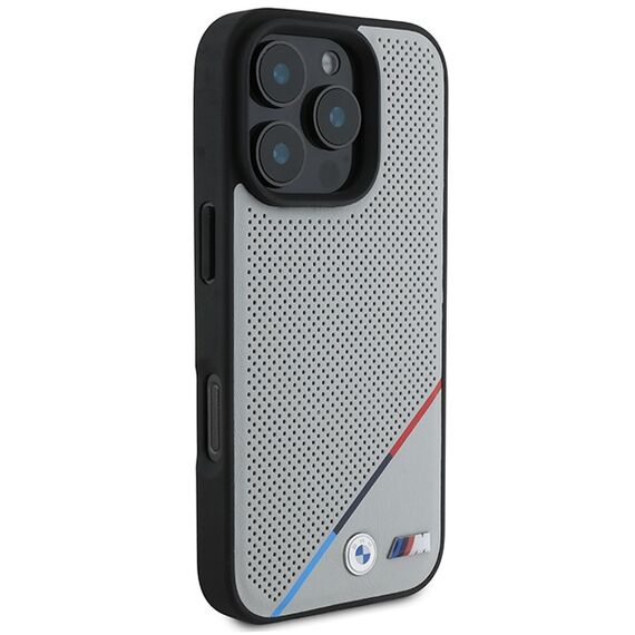 BMW M Perforated Tricolor Line MagSafe Case for iPhone 16 Pro - Gray - Apple Cases - Cases - Techbox