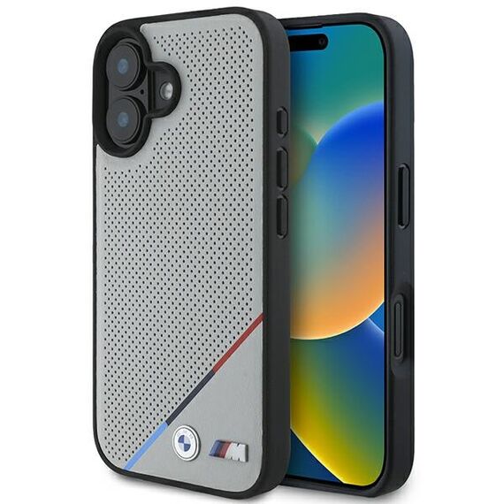BMW M Perforated Tricolor Line MagSafe iPhone 16 Case - Gray | Techbox