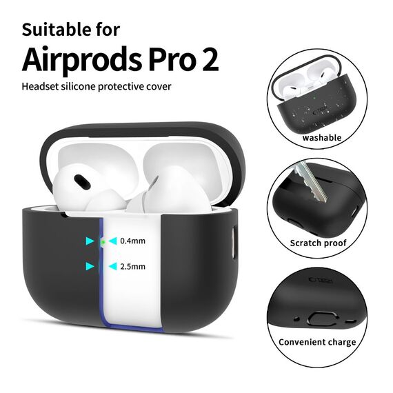 Tech-Protect Silicone Case for Apple AirPods Pro 1 / 2 - Black - Smartphone Accessories - Cables & Accessories - Techbox
