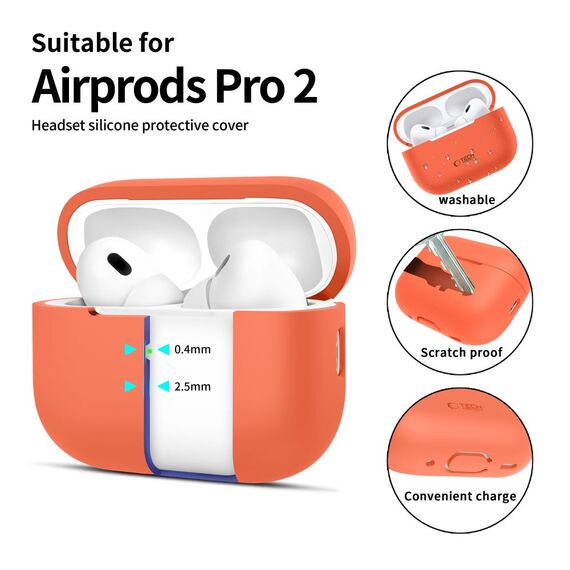 Tech-Protect Silicone Case for Apple AirPods Pro 1 / 2 - Orange - Smartphone Accessories - Cables & Accessories - Techbox
