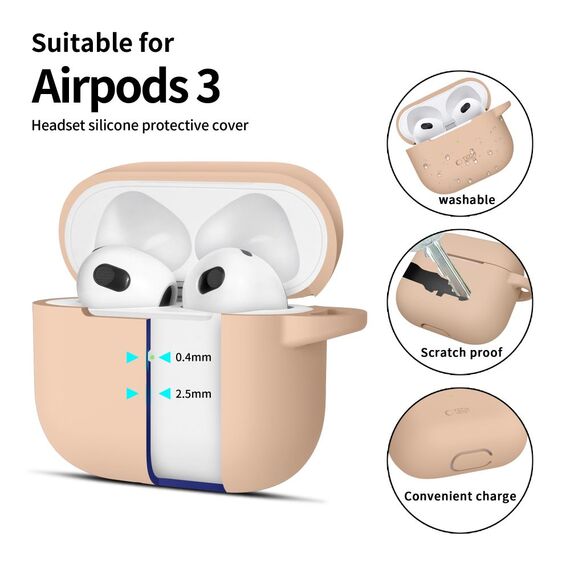 Tech-Protect Silicone Hook Case for Apple AirPods 3 - Beige - Smartphone Accessories - Cables & Accessories - Techbox