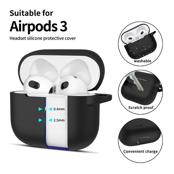 Tech-Protect Silicone Hook Case for Apple AirPods 3 - Black - Smartphone Accessories - Cables & Accessories - Techbox