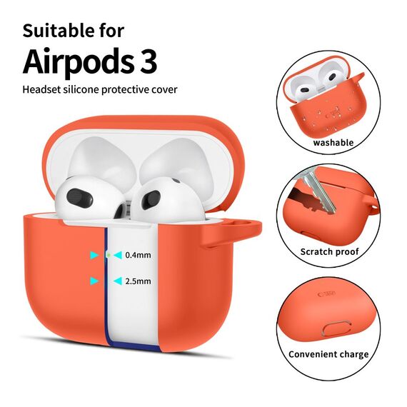 Tech-Protect Silicone Hook Case for Apple AirPods 3 - Orange - Smartphone Accessories - Cables & Accessories - Techbox