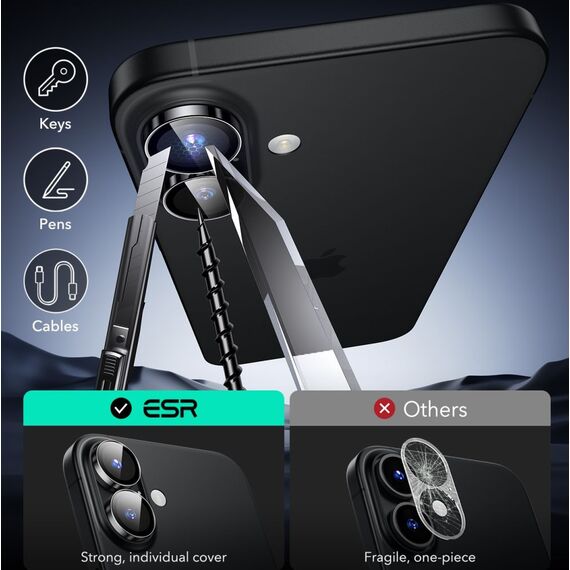 ESR Armorite Tempered Glass for iPhone 16 / 16 Plus Camera - Black - Apple iPhone - Screen & Camera Protection - Techbox